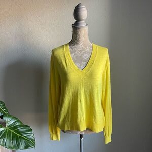 J. Crew Yellow V-Neck Sweater Lightweight Knit
